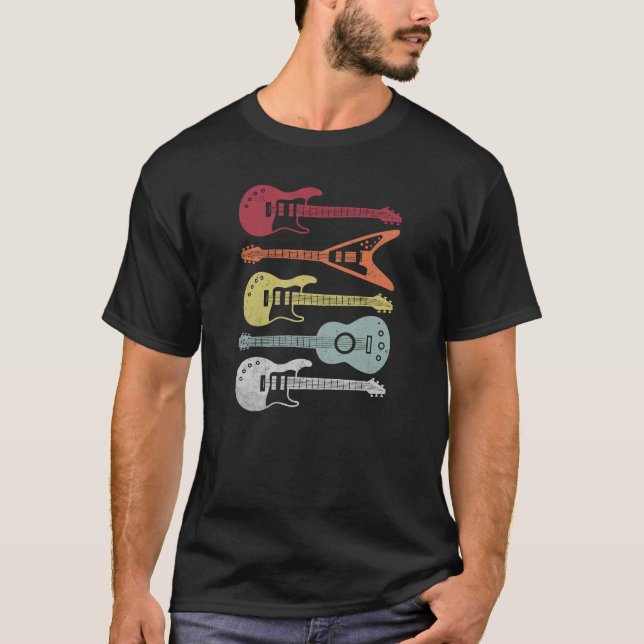 Vintage retro guitars musik t-shirt (Framsida)