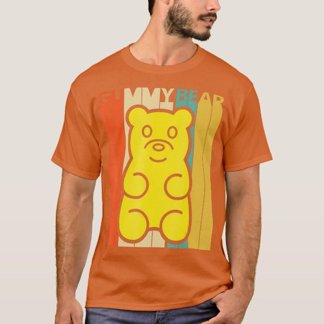 Vintage Retro Gummy Bear T Shirt (Framsida)