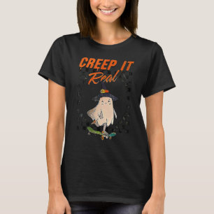 Vintage Retro Halloween Creep it Real Ghost Boy Fa T Shirt