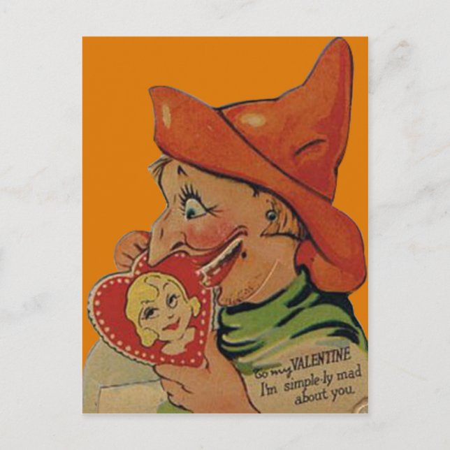 Vintage Retro Halloween-Häxa Alla Hjärtans Dag-Kor Helg Vykort (Framsida)