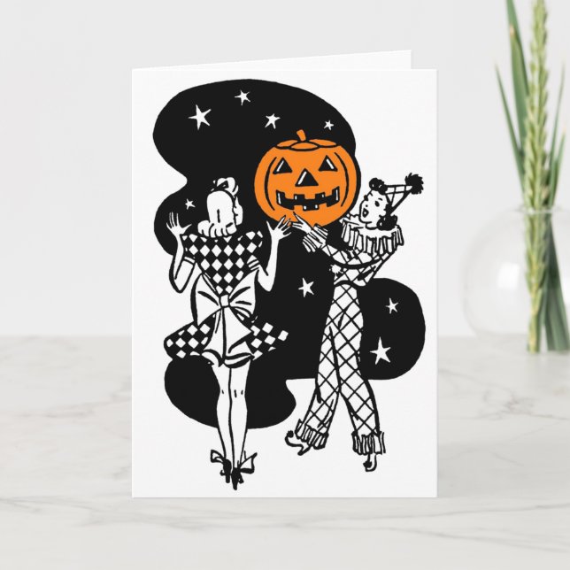 Vintage Retro Halloween Pumpkin Kort (Framsida)