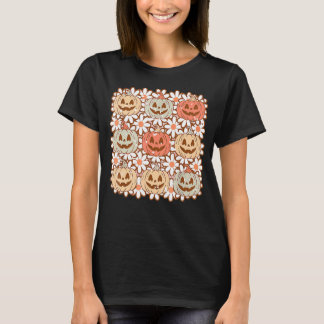 Vintage Retro Halloween Pumpkin Manar Women Kids_1 T Shirt