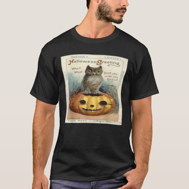 Vintage Retro Halloween Pumpkin Postcard Tee T (Framsida)