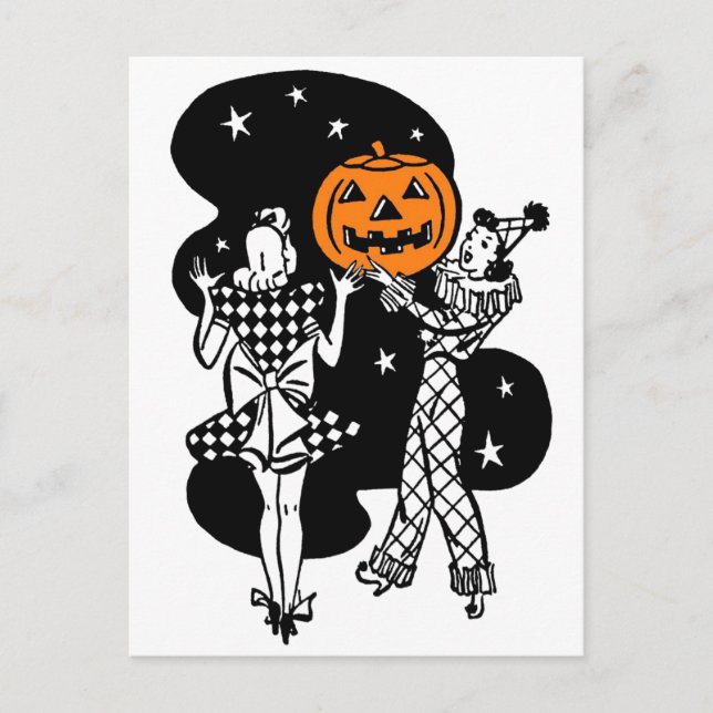 Vintage Retro Halloween Pumpkin Vykort (Framsida)