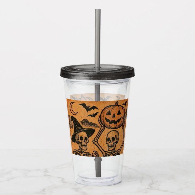Vintage/Retro Halloween-skelett Take Away Mugg (Framsida)