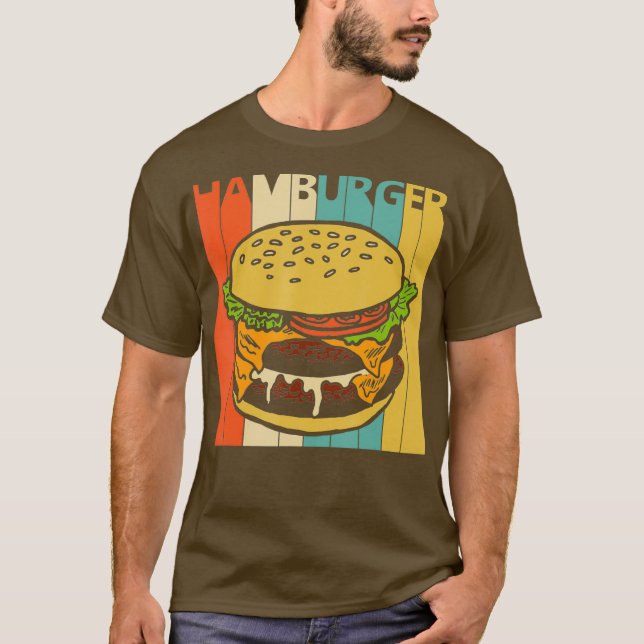 Vintage Retro Hamburger T Shirt (Framsida)