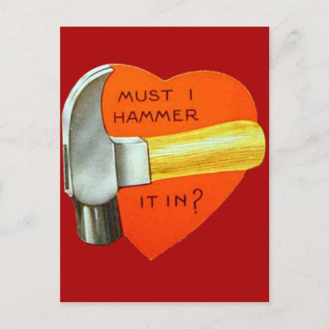Vintage Retro Hammer Valentine Card Helg Vykort (Framsida)