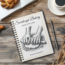 Vintage retro handgjordad surdegsbagare för bageri anteckningsbok