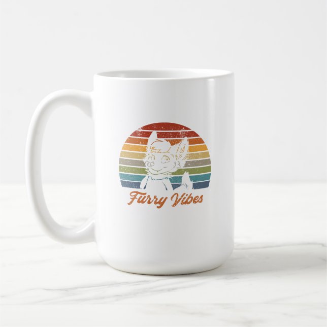 Vintage Retro Hårig Fibes Fandom Fursuiter Gift Kaffemugg (Vänster)