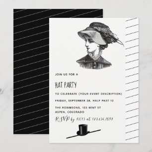 Vintage Retro Hat Party-inbjudan Inbjudningar