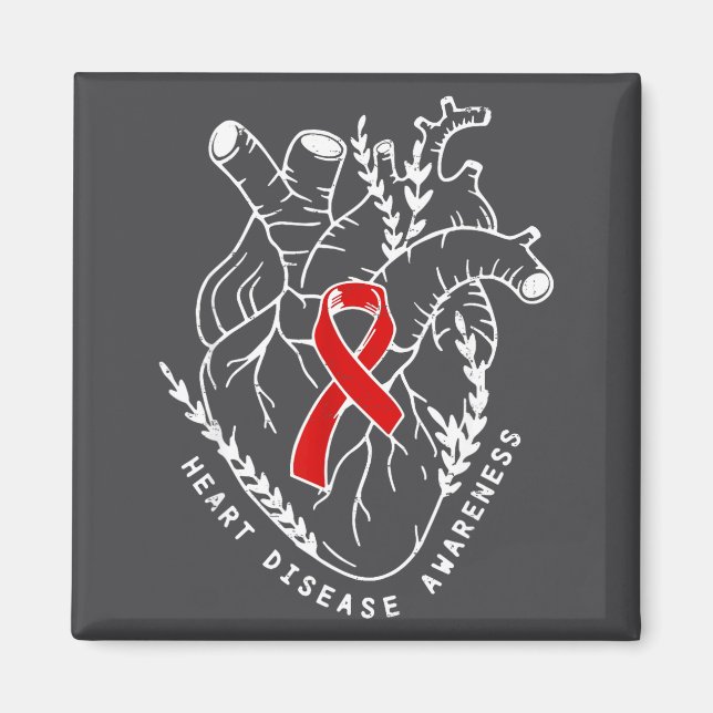 Vintage Retro Heart Disease Awareness Funny  Magnet (Framsidan)