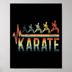 Vintage Retro Heartbeat Word Karate Kickboxning Kl Poster