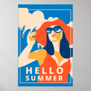 Vintage Retro Hej, sommartid Poster
