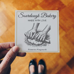 Vintage retro hemmagjorda Sourdough-bageri för bag Fyrkantigt Visitkort