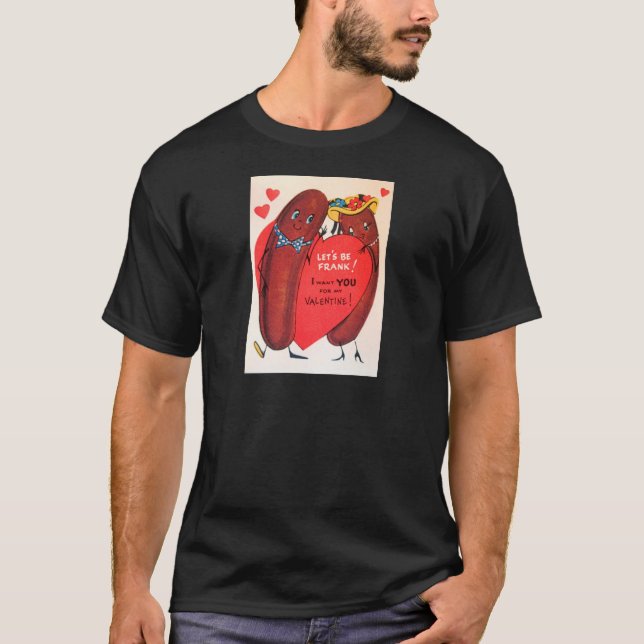 Vintage Retro Hett Hund Valentine Tee Shirt (Framsida)