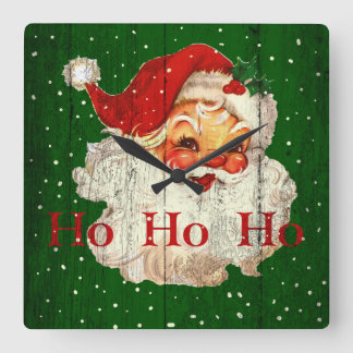 Vintage Retro Ho Ho Ho Jultomten Clock Fyrkantig Klocka