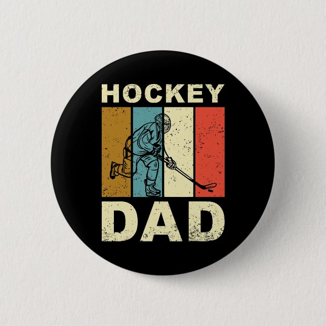 Vintage Retro Hockey Pappa Fars dag  Knapp (Framsida)