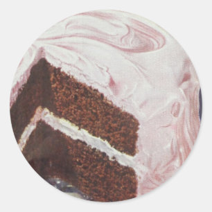 Vintage retro homemade kaka choklad vit runt klistermärke