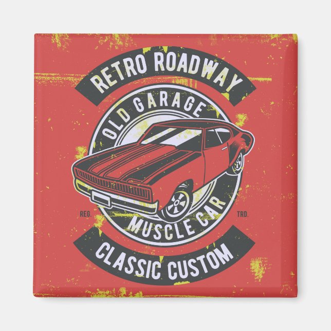 Vintage Retro Hot rod Magnet (Framsidan)