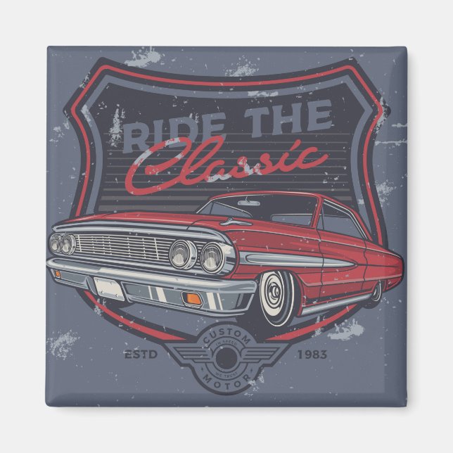 Vintage Retro Hot rod Magnet (Framsidan)