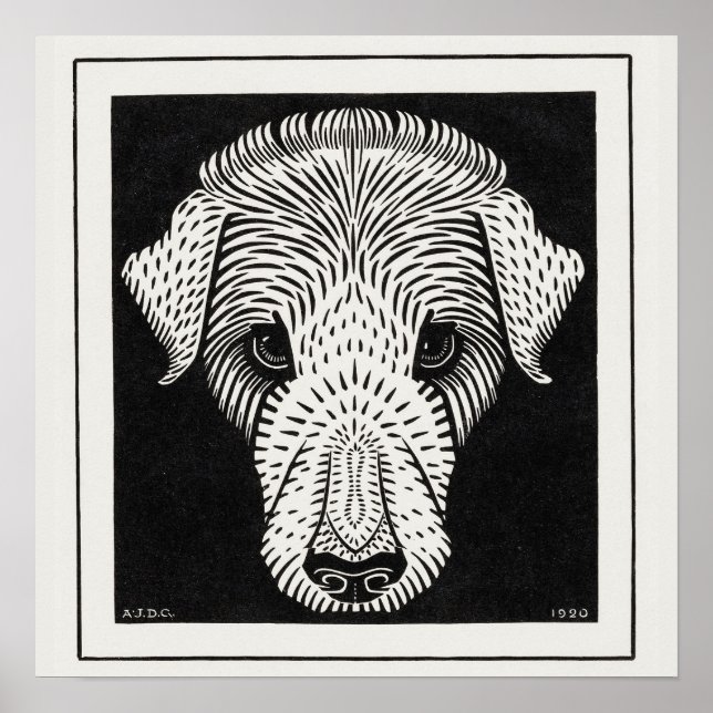 Vintage Retro Hund Head Julie de Graag Poster (Framsidan)
