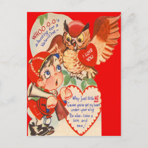 Vintage Retro Hunter & Uggla Valentine Card Helg Vykort