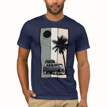Vintage Retro Husbil Palmträd Strand Solnedgång Gr
