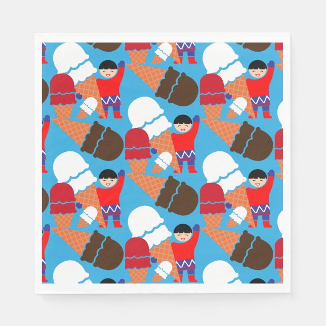 Vintage Retro Ice Cream Art Pappersservett (Framsidan)