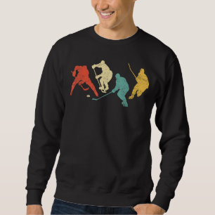 Vintage Retro Ice Hockey Funny Sports Älskare Mana Lång Ärmad Tröja