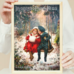 Vintage Retro Illustrated London Nyhetsjul Poster