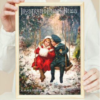 Vintage Retro Illustrated London Nyhetsjul Poster