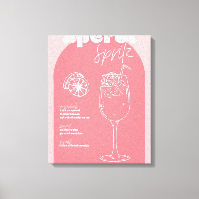 Vintage Retro Inspired Aperol Spritz Recipe Rosa Canvastryck (Framsida)