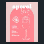 Vintage Retro Inspired Aperol Spritz Recipe Rosa Poster<br><div class="desc">Vintage Retro Inspired Aperol Spritz Recept Rosa and Mörk Rosa</div>
