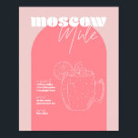 Vintage Retro Inspired Moskva Mule Recipe Rosa och Poster<br><div class="desc">Vintage Retro Inspired Rosa och Rosa för Mule Recipe  och Mörk i Moskva</div>