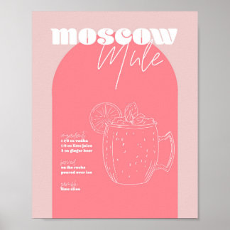 Vintage Retro Inspired Moskva Mule Recipe Rosa och Poster