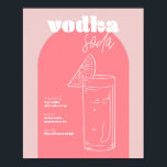 Vintage Retro Inspired Vodka Soda Recipe Rosa och Poster<br><div class="desc">Vintage Retro Inspired Vodka Soda Recipe Rosa och Mörk Rosa</div>