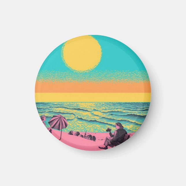 Vintage/retro inspirerad, strand  magnet (Framsidan)