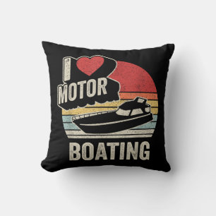 Vintage Retro Jag älskar motorbåtning Rolig båtäga Kudde
