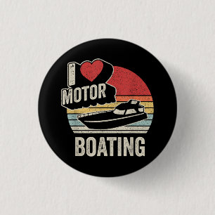 Vintage Retro Jag älskar motorbåtsfärd rolig båtäg Knapp