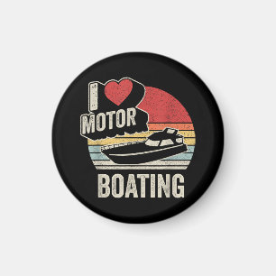 Vintage Retro Jag älskar motorbåtsfärd rolig båtäg Magnet