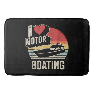 Vintage Retro Jag älskar motorbåtsutflykter Roligt Badrumsmatta