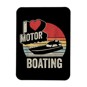 Vintage Retro Jag älskar motorbåtsutflykter Roligt Magnet
