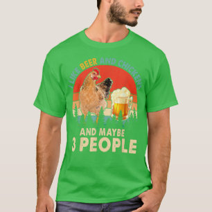 Vintage Retro jag gillar öl och kycklingar kanske T Shirt