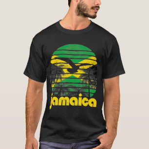 Vintage Retro Jamaica Flagga Beach Sol 70-talet 80 T Shirt