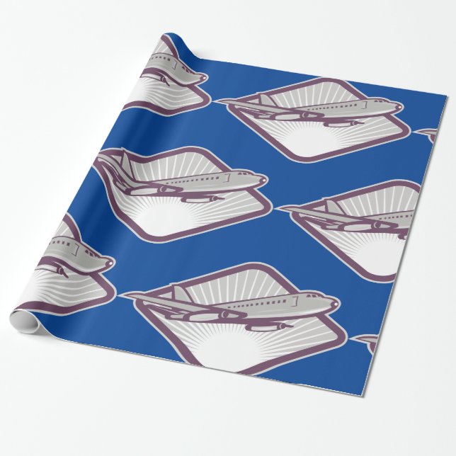 Vintage Retro Jetflygplan Aviation Presentpapper (Utrullad)