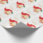 Vintage Retro Jolly Gamla Jultomten Julafton Mönst Presentpapper<br><div class="desc">Förfalskad inslagning papper med en vintage bild i jultomten ansikte. Lycklig och jolly med runda rosiga kinder.</div>