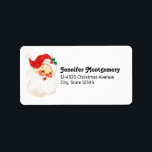 Vintage Retro Jolly Jultomten-jul Adressetikett<br><div class="desc">Adressetiketter med vintage bild i jultomten ansikte. Lycklig och jolly med runda rosiga kinder.</div>