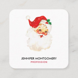 Vintage Retro Jolly Jultomten-jul Fyrkantigt Visitkort