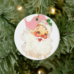 Vintage Retro Jolly Jultomten jul Julgransprydnad Keramik