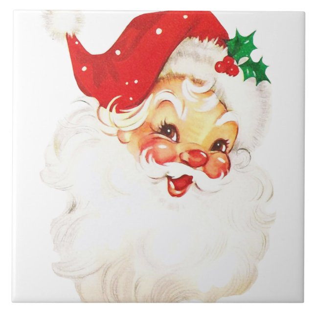 Vintage Retro Jolly Jultomten-jul Kakelplatta (Framsidan)